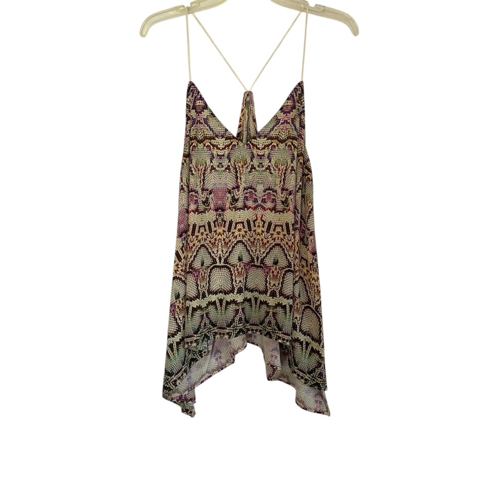 Lavender Brown Snakeskin Print Racerback Camisole Tank Top Med